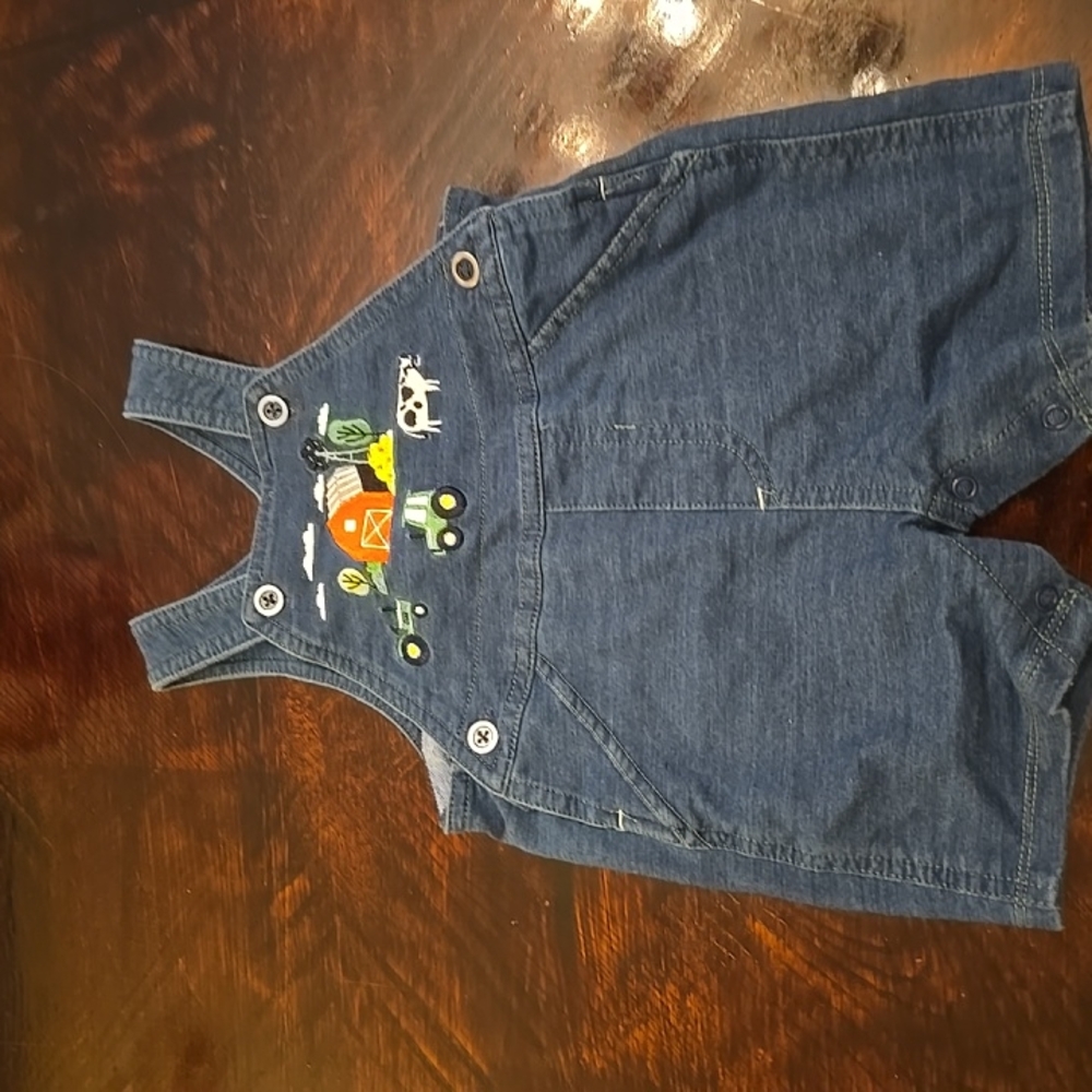 Kids Denim Overalls with Farm Embroidery